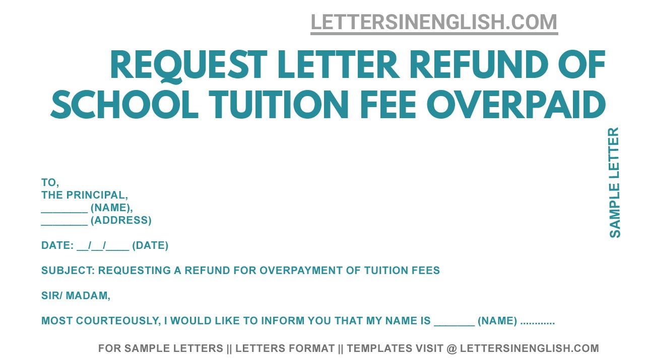 sample application letter refund of money from college