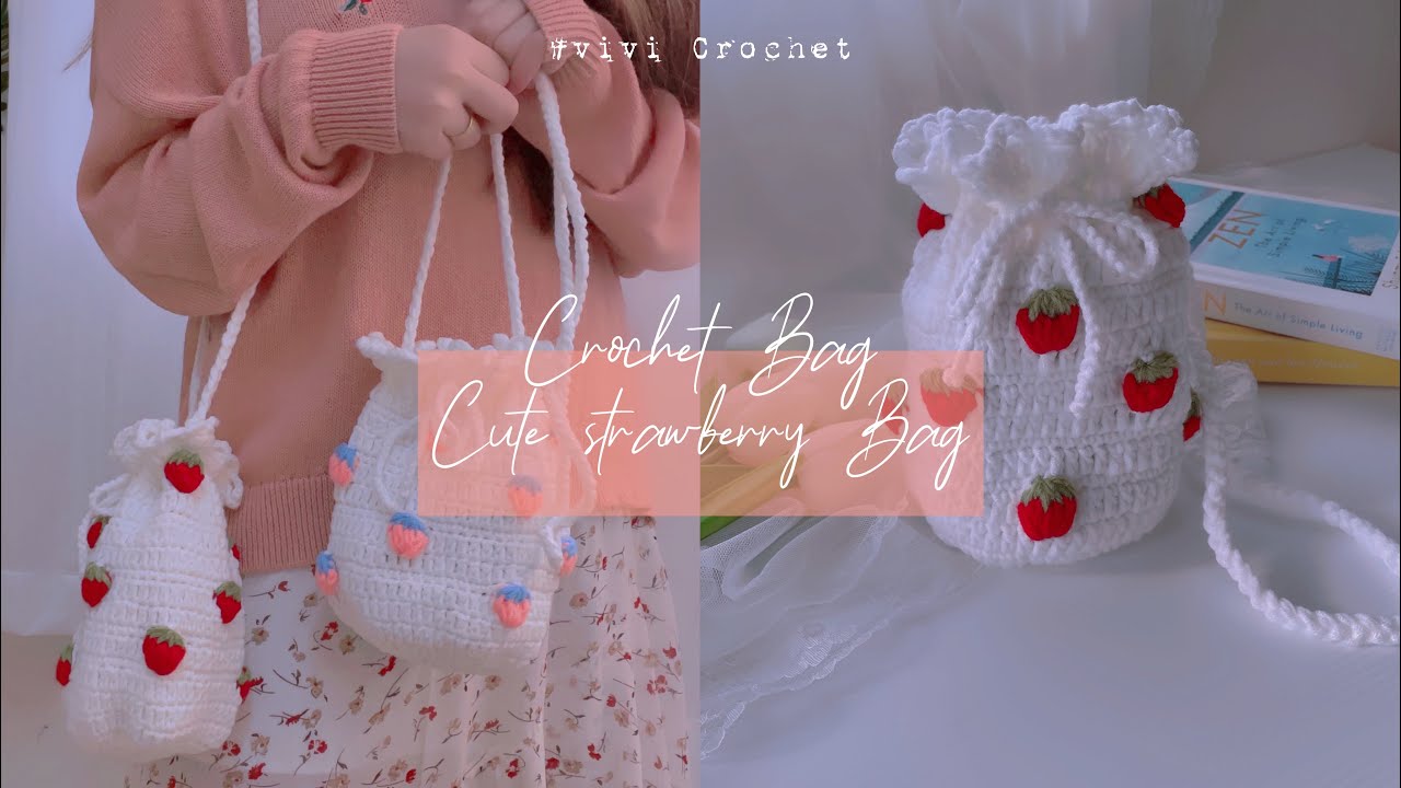 Buy Strawberry Crochet Bag, Crossbody Cute Bag, Minimalist Strawberry Purse,  Modern Crochet Sling Bag, Aesthetic Drawstring Bag Online in India - Etsy