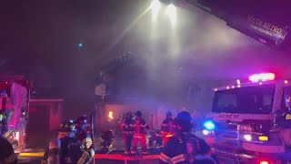 Two homes destroyed, firefighter burned in 2-alarm firework fire