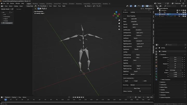 Blender 4.4 Real-time Motion Capture using Kinect V2