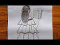 How to draw girl holding book 🤌|| step _by_step tutorial for beginners || pencil drawing tutorial