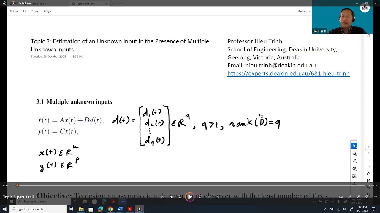 Topic 3 (part 1 of 6): Estimation of an Unknown Input in the Presence ...