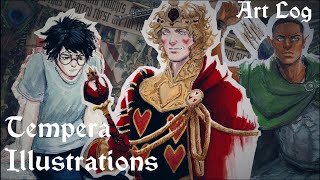 Tempera illustrations| Hogwarts to Middle Earth, and a King in between|  Art vlog