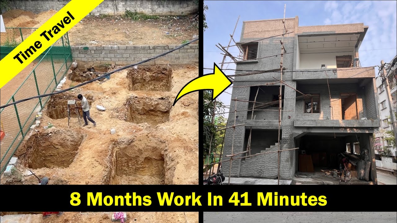 Step By Step Indian 30*40 house construction, time lapse - 8 months work in 41 minutes