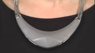 Vince Camuto Silver and Grey Leather Collar Necklace SKU : # 8058144 Vince Camuto Silver and Grey Leather Collar Necklace SKU : # 8058144