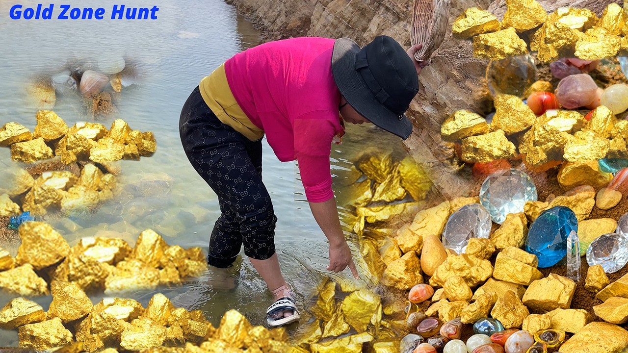 amazing videos finding gold!gold miner found a lot of gold under stone on the hillside