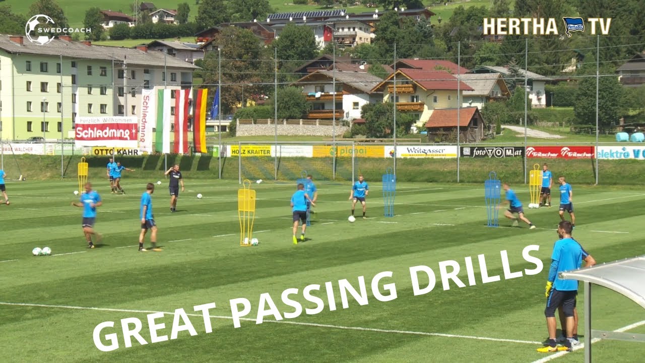 Hertha Berlin -  Soccer passing drill｜2 VARIATIONS 