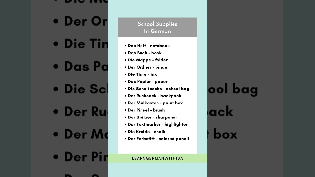 German Vocab You Need To Know! (School Supplies) Part 2!