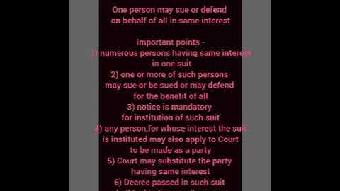 Representative Suit (Order I,Rule 8 of Code of Civil Procedure) #representativesuit