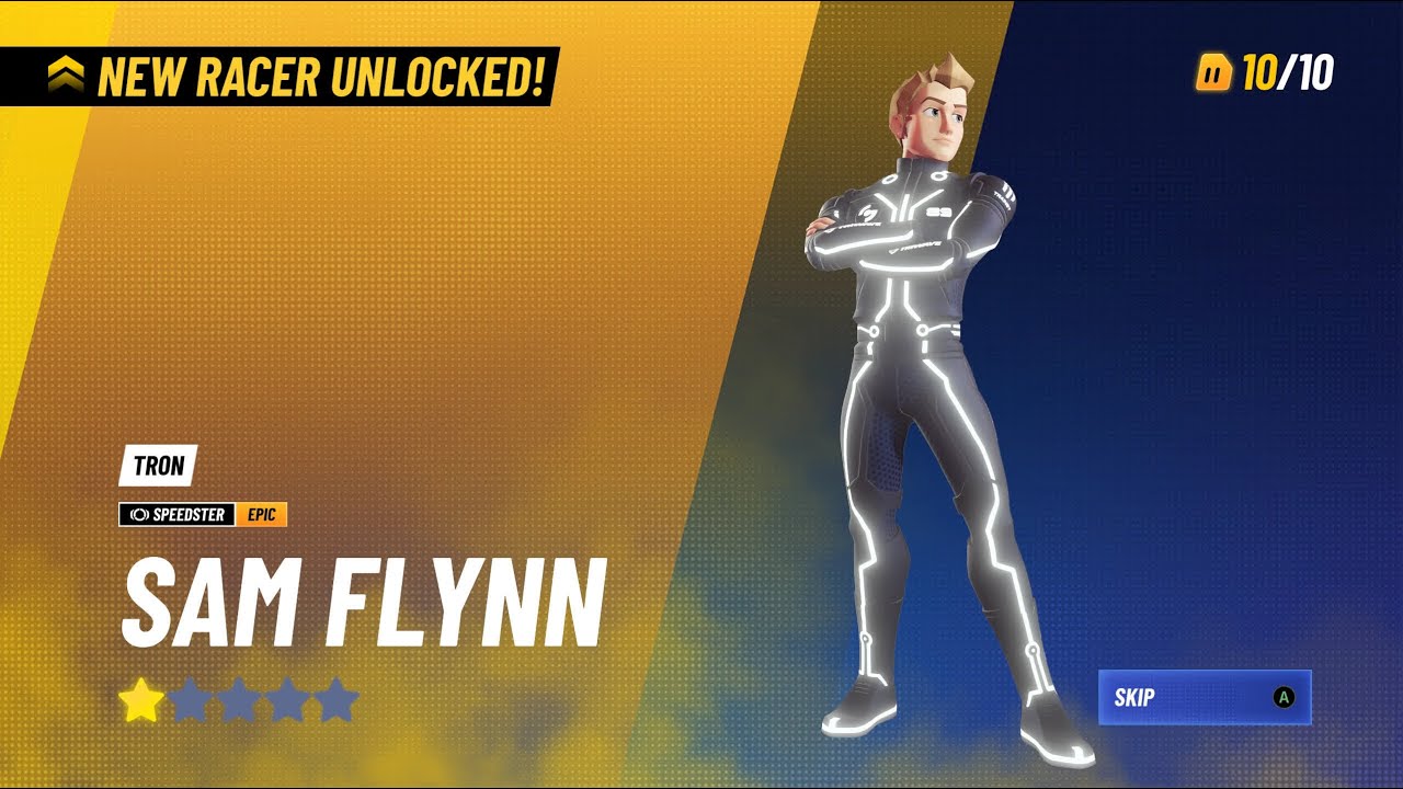 SAM FLYNN. Racer unlocked in Disney Speedstorm - YouTube