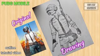 Drawing pubg man !! haw to draw pubg mobile man character step by step outline tutorial video