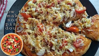 Cheesy Onion-Tomato pizza | how to make soft pizza dough| easy , tasty way screenshot 5