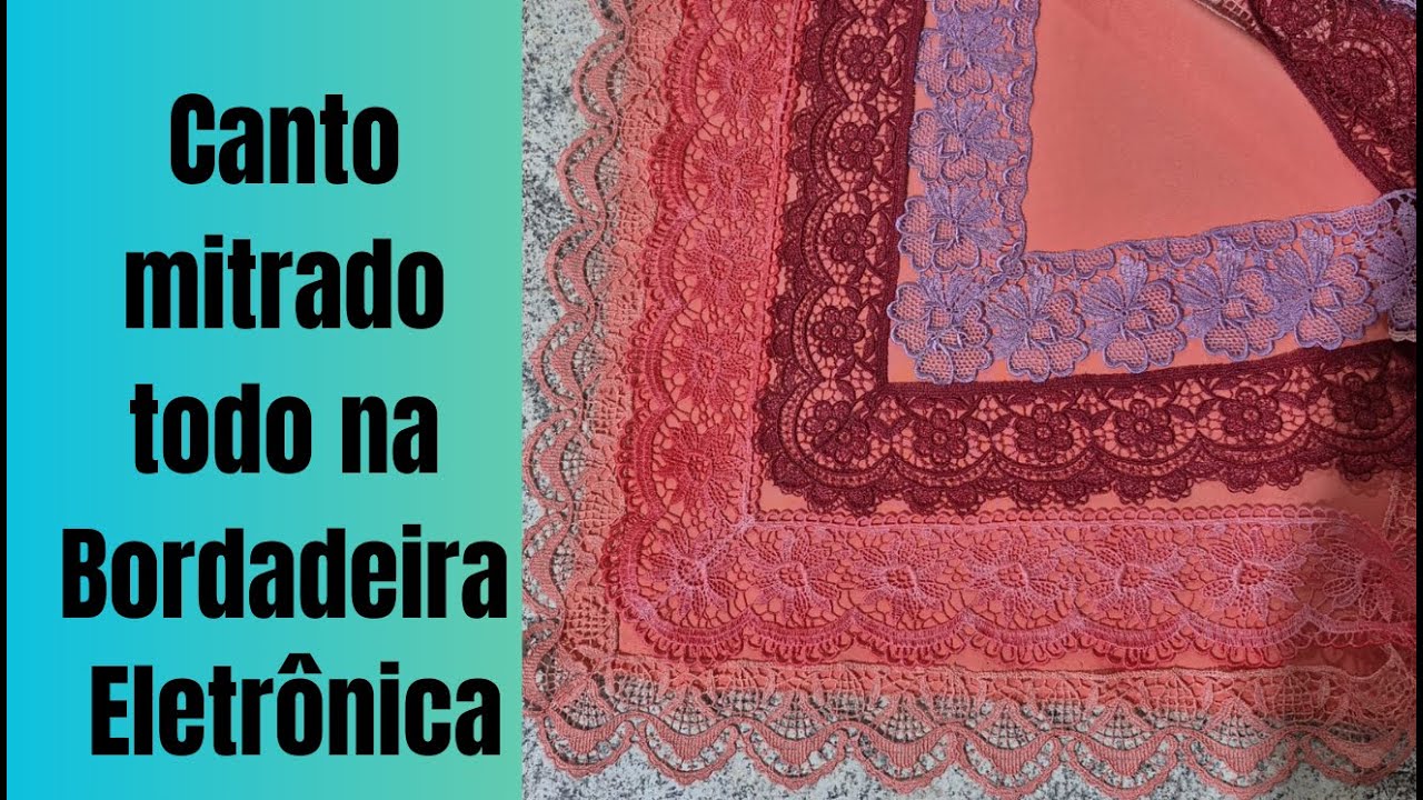 Toalha mesa com  canto mitrado.