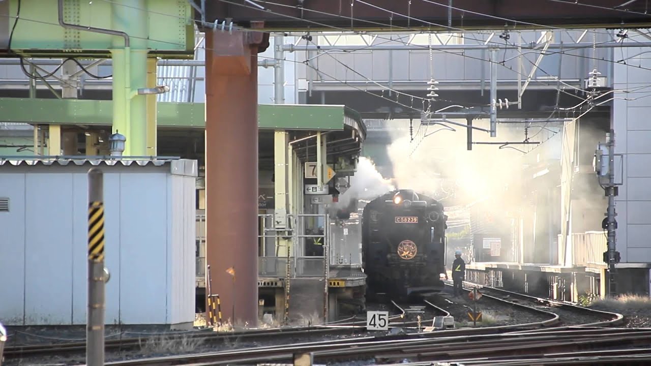 東北本線 C58 SL銀河回送 盛岡駅連結作業 2014年11月8日 - YouTube