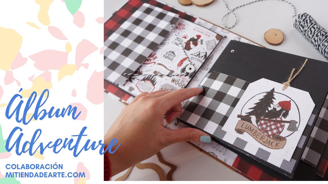 Álbum cosido fácil con desplegables y lomo de ecopiel - Tutorial Scrapbooking