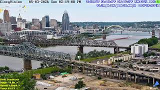 Download lagu Cincinnati Skyline, Ohio River, Brent Spence Bridge - Livestream from Covington, Kentucky