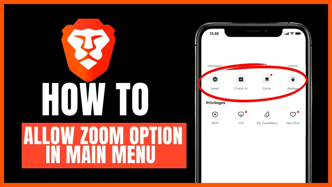 How to allow zoom option in main menu on Brave browser
