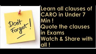 Audit - CARO 16 clauses memory technique! Learn & Quote in Exams!