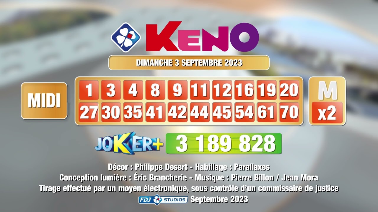 Tirage du midi Keno du 03 septembre 2023   Rsultat officiel   FDJ