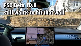 Tesla FSD beta 10.8 still wants to hit that wall