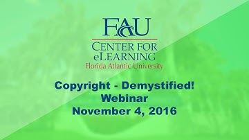 November 4, 2016 Professional Development: Copyright Demystified