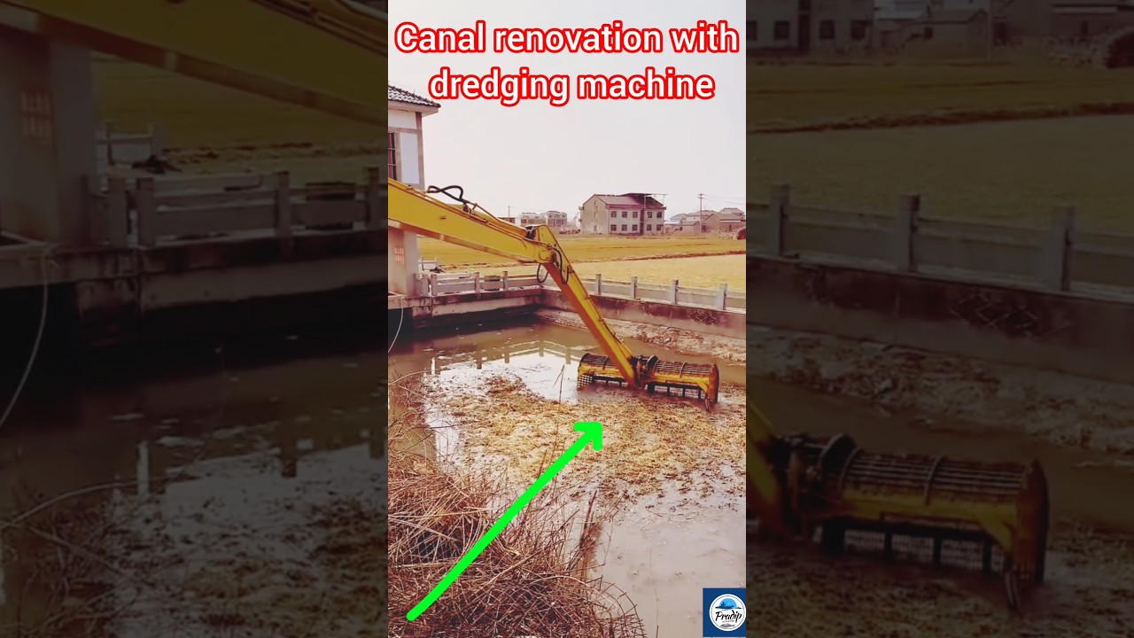 Canal renovation with dredging machine 🐠😑🐟🎣