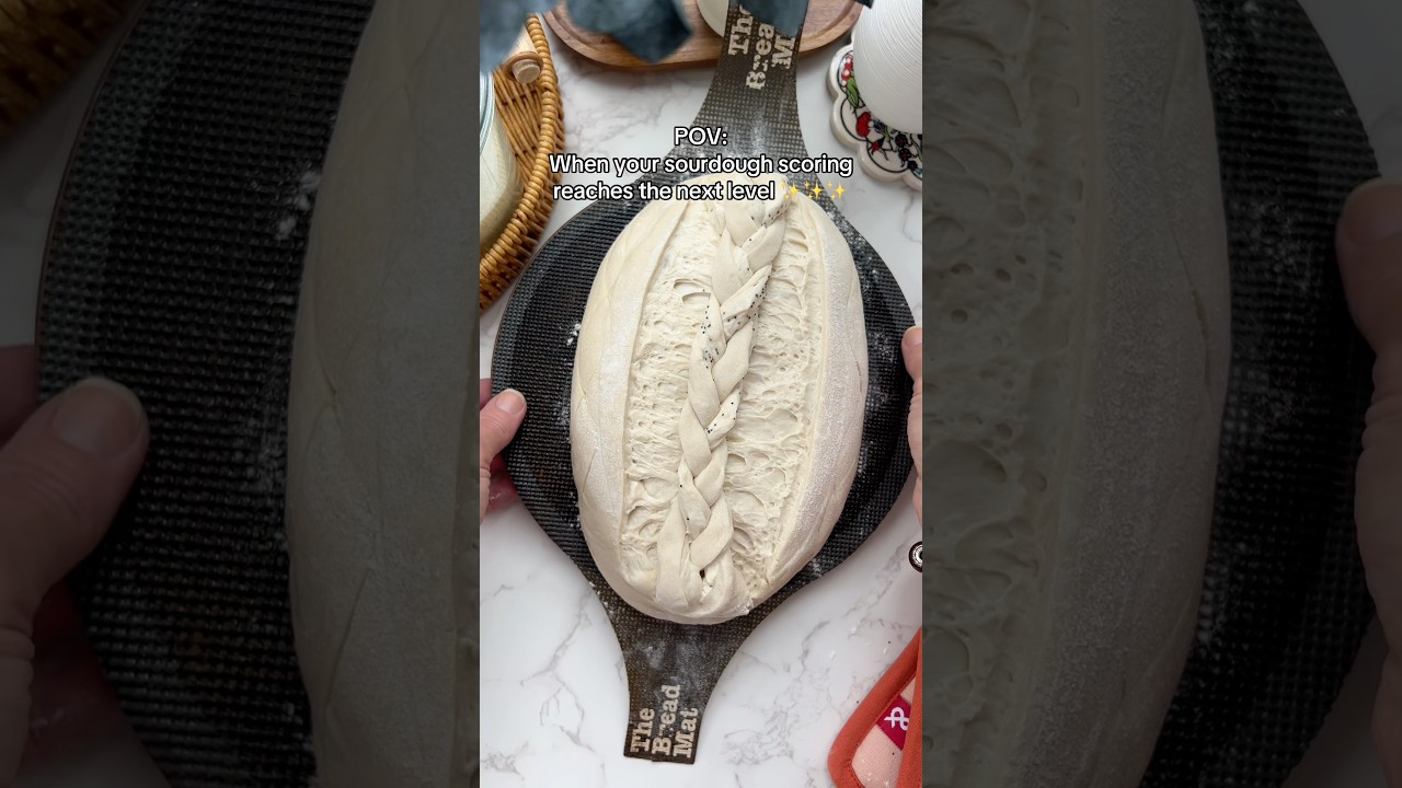 Making a double braid on a sourdough bread #sourdough #sourdoughbread #sourdoughscoring #baking