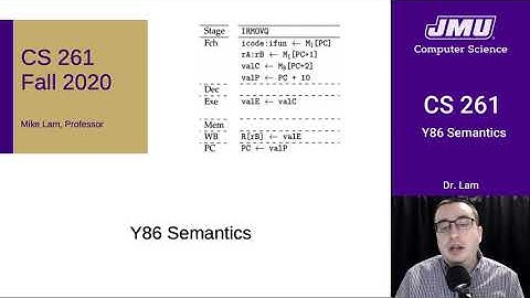 JMU CS261 20 Y86 Semantics Part 1 - Intro