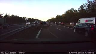 A violent movie of dashboard camera an accident on the a2 motorway in
netherlands, where car rolls several times over. tesla brake before
acci...