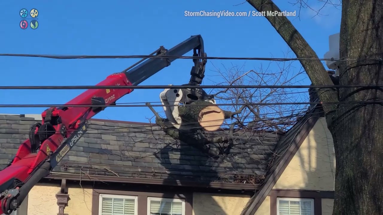 Wind Storm Damage, Tree Lands On A Roof, Forest Hills, NY