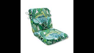 Pillow Perfect Outdoor/Indoor Clemens Noir Round Corner Chair Cushion, 40.5" x 21", Black