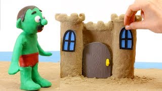 DibusYmas Big Castle sand 💕Superhero Play Doh Stop motion cartoons