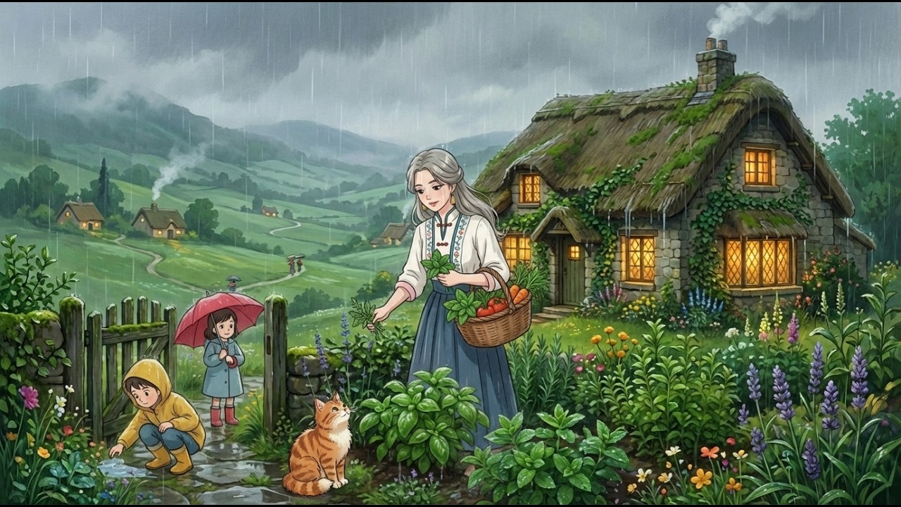 Rainy Day Herb Garden & Homemade Soup 🌧️ Cozy ASMR Cooking  Ghibli Style Cottage Life