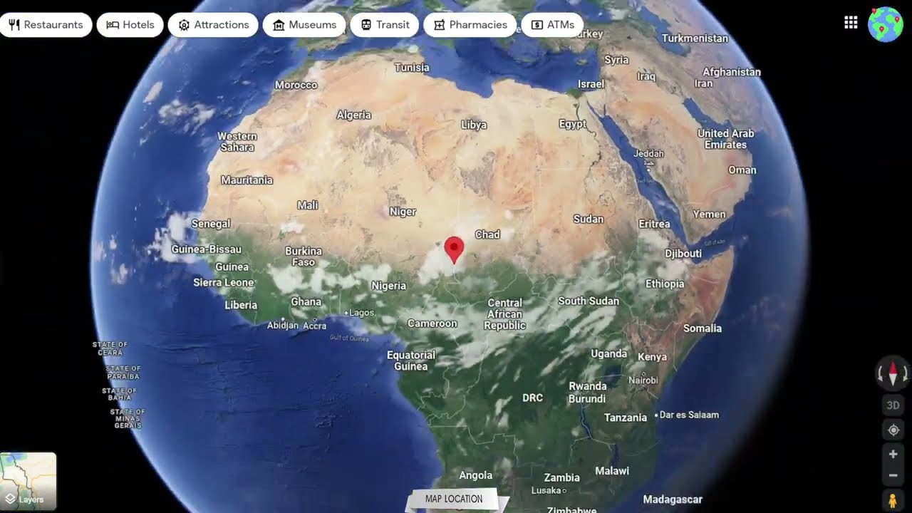 Where on the map is the capital of Chad - N'Djamena