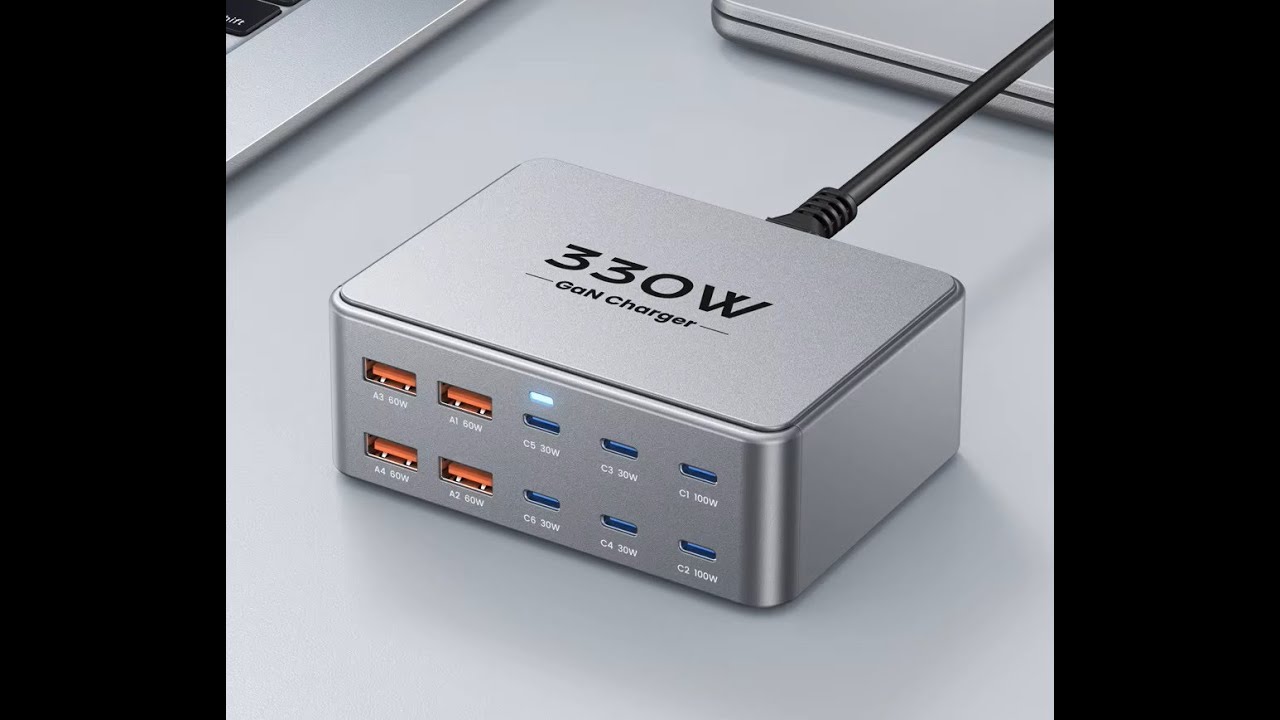 Настольное зарядное устройство USB мощностью 330 Вт с 10 портами и многопортовой настольной заряд...