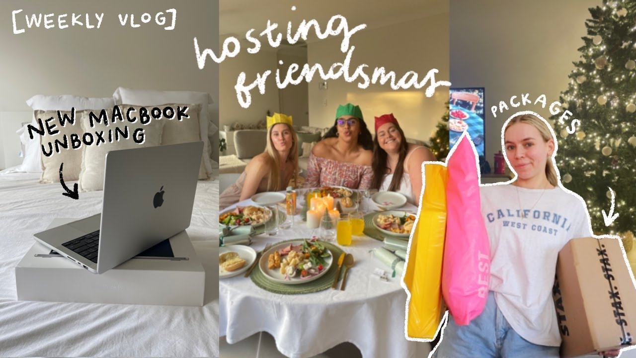 [weekly vlog]  new Macbook unboxing, hosting friendsmas & book advent calendar!