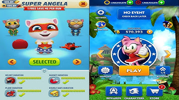 Talking Tom Gold Run - Super Angela VS Sonic Dash - Amy Rose | Android iOS Gameplay