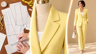 ♦️The Secret to a Perfect Blazer Collar ✂️ MASTER CLASS | Full Pattern Drafting Tutorial🪡