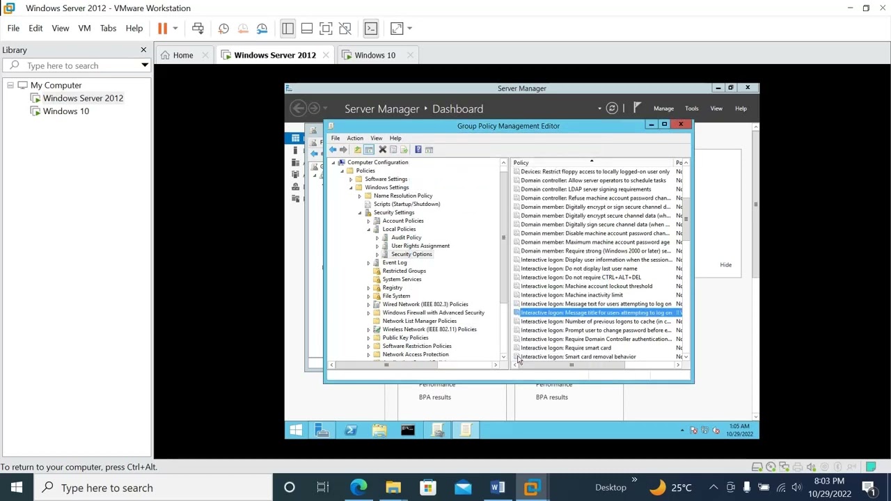 Lesson 9.1 setup interactive logon using GPO configuration