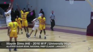 Wayde Sims Highlights, Allstate Sugar Bowl National Prep Classic 2016