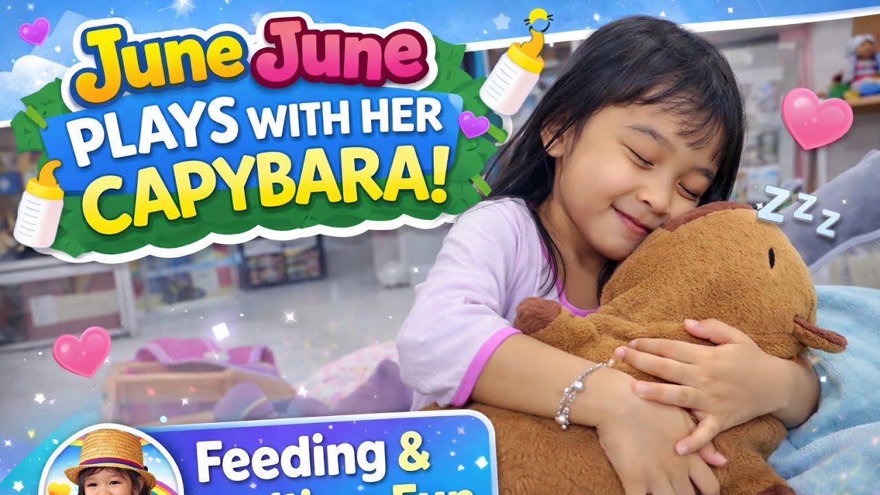 June June Plays with Her Capybara | Feeding & Bedtime Fun
