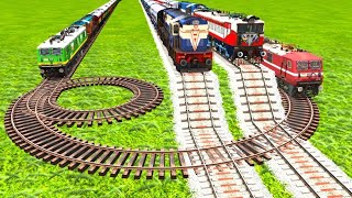 2 TRAINS CROSSING AT MOST DIFICULT ROTATING RAILWAY TRACKS & DIFFERENT RAILROAD|Train Simulator|