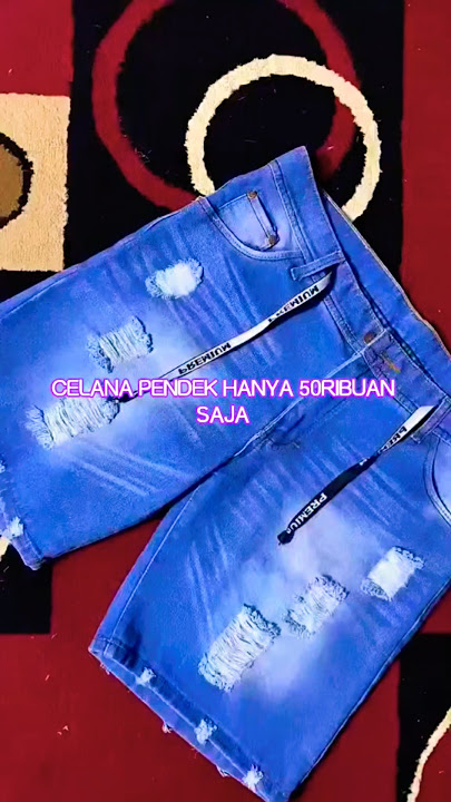 Celana Jeans Pendek Sobek Pria Wisker Ripped Robek Premium Denim Tali