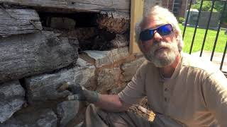 Limestone foundation under repair at Rogersville's Powel Law Office