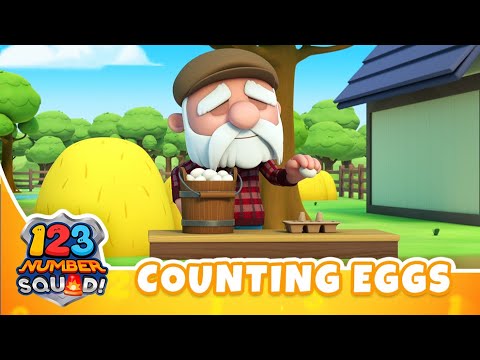 Counting Eggs with Farmer Haywire! 🥚🍳 | 123 Number Squad! | Learning Cartoon | #kids