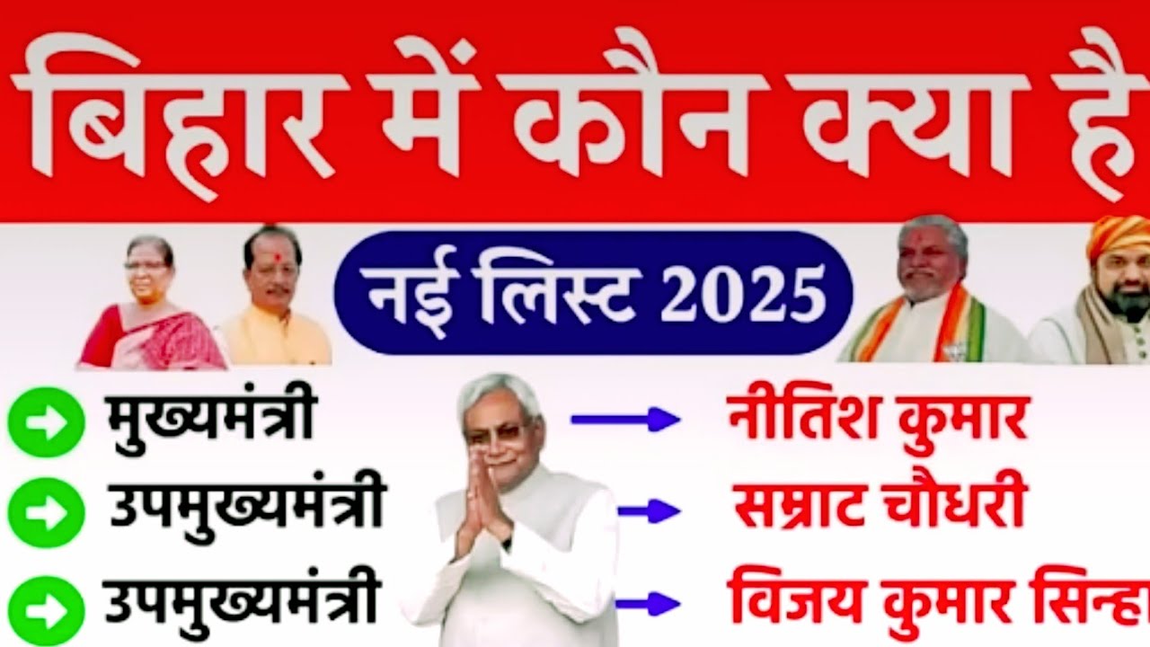 बिहार मंत्रिमंडल 2025 | Bihar New Cabinet Ministers List | Bihar Mein Vartman Mein Kaun Kya Hai 2025