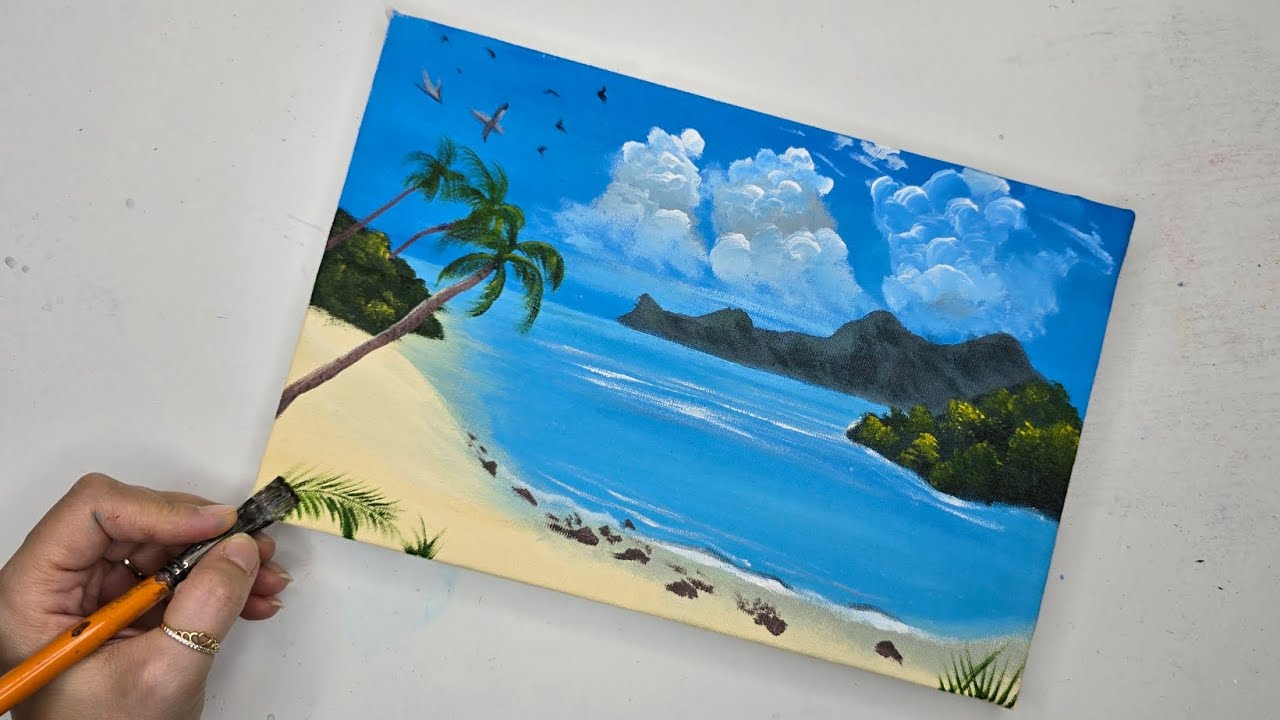 Beautiful paradise painting with acrylic color 