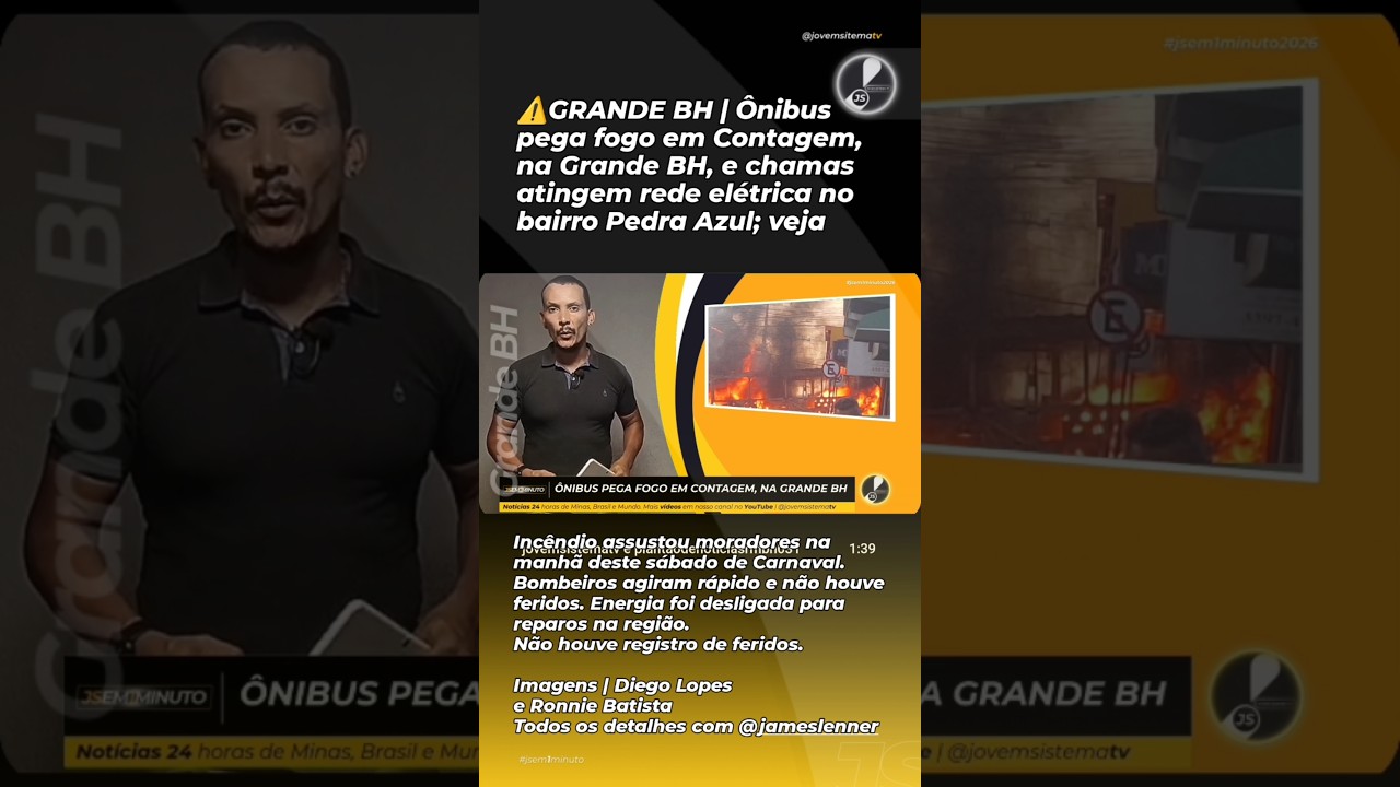 ⚠️ ÔNIBUS DA LINHA 101B PEGA FOGO EM CONTAGEM, NA GRANDE BH; VEJA