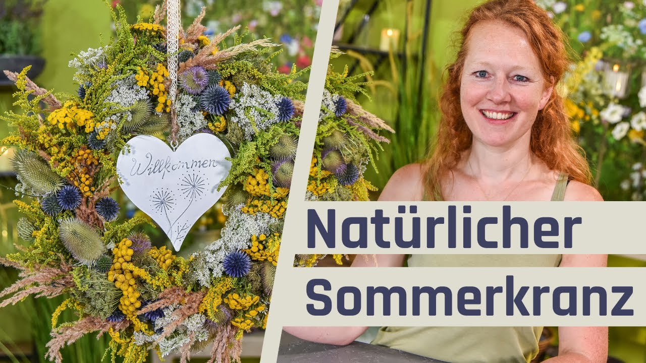 Wilder Sommerkranz mit Naturmaterialien auch für die Deko im Wohnzimmer