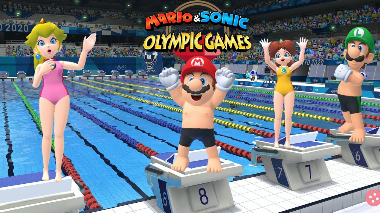 Swimming 100m Very Hard Gameplay Mario & Sonic At The Olympic Games Tokyo 2020 Peach & Daisy & More